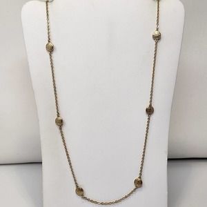 Dana Buchman Gold Tone Logo Medallion Station Long Chain Necklace Jewelry